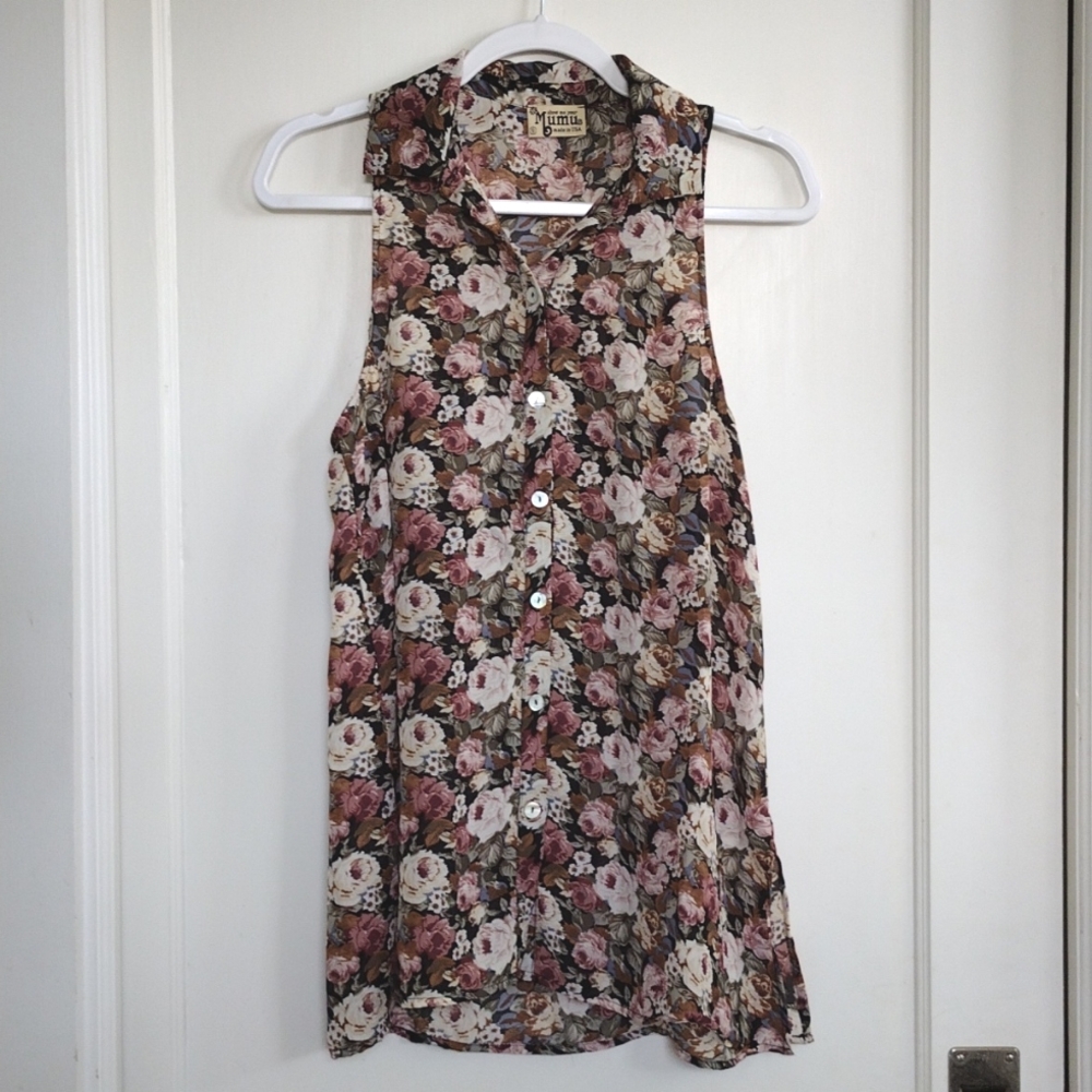 Show Me Your MuMu Floral Button-Up Tunic Women's size S EUC